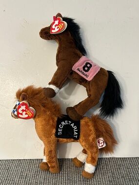 Ty Kentucky derby Horse Plush Pair Barbaro 2006 winner & Secretariat 1973 winner